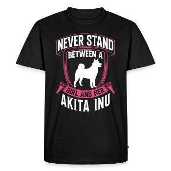Fille et son Akita Inu Shiba Inu - T-shirt Premium bio Homme - noir - Devant - Nico (187cm)