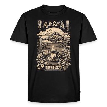 Ukiyo-E Coffee and Tea Lovers Retro Japan - Men's Premium Organic T-Shirt - black - Front - Nico (187cm)