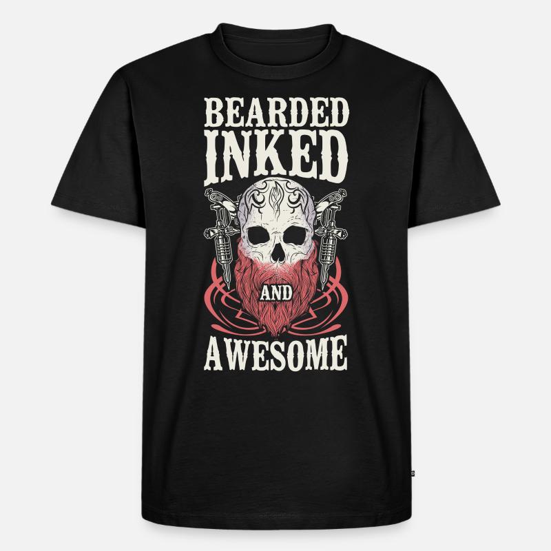 Beard Lover Bearded Man Tattoo - Männer Premium Bio T-Shirt - Schwarz