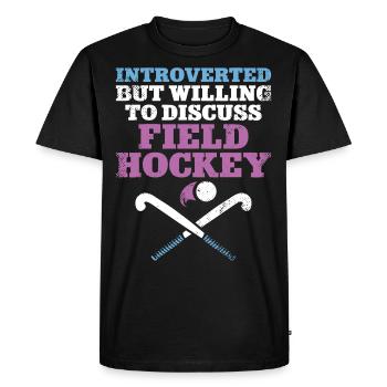Field Hockey Introverted But - Men's Premium Organic T-Shirt - black - Front - Nico (187cm)