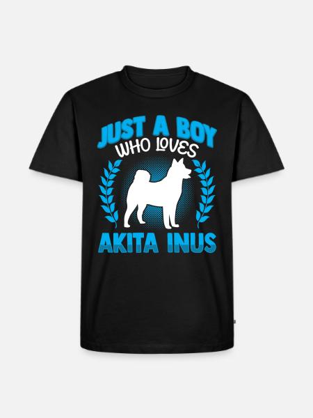 Boy who loves Akita Inu Shiba Inu - Men's Premium Organic T-Shirt - black