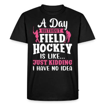 Field Hockey A Day Without Field - Men's Premium Organic T-Shirt - black - Front - Nico (187cm)