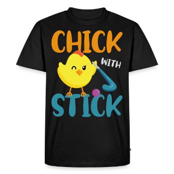 Field Hockey Chicken Chick With - Men's Premium Organic T-Shirt - black - Front - Nico (187cm)