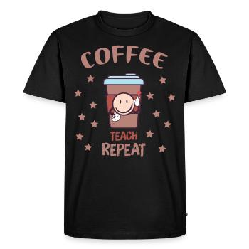 Coffee Teach Repeat Retro - Coffee Teacher School - Men's Premium Organic T-Shirt - black - Front - Nico (187cm)