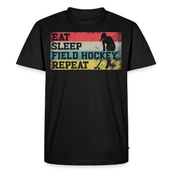 Hockey sur gazon rétro vintage manger - T-shirt Premium bio Homme - noir - Devant - Nico (187cm)