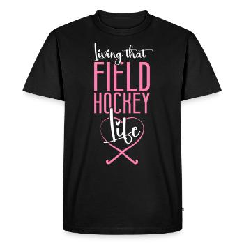 Field Hockey Living That Field - Men's Premium Organic T-Shirt - black - Front - Nico (187cm)