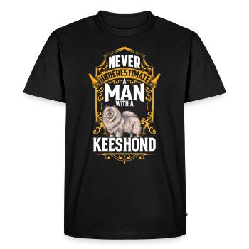 Man with Wolfsspitz German Spitz - Men's Premium Organic T-Shirt - black - Front - Nico (187cm)
