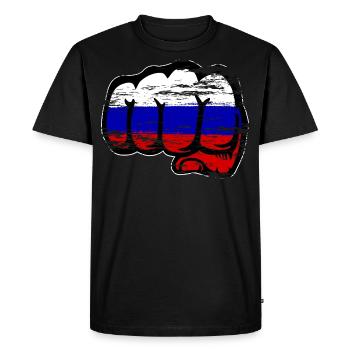 Russia Flag Hand Fist Used - Men's Premium Organic T-Shirt - black - Front - Nico (187cm)