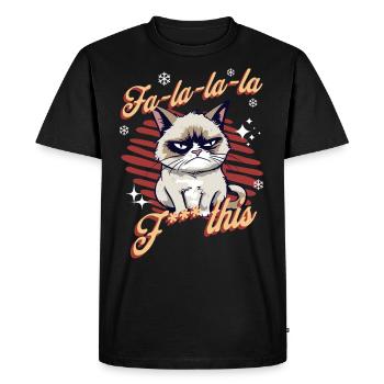 Angry Cat Xmas Sarcastic Funny Cat Meme - Men's Premium Organic T-Shirt - black - Front - Nico (187cm)