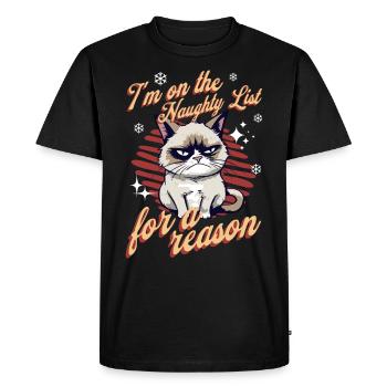 Angry Cat Xmas Sarcastic Funny Cat Meme - Men's Premium Organic T-Shirt - black - Front - Nico (187cm)
