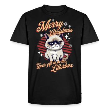 Angry Cat Xmas Sarcastic Funny Cat Meme - Men's Premium Organic T-Shirt - black - Front - Nico (187cm)