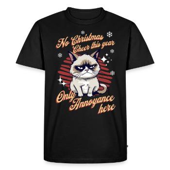Angry Cat Xmas Sarcastic Funny Cat Meme - Men's Premium Organic T-Shirt - black - Front - Nico (187cm)