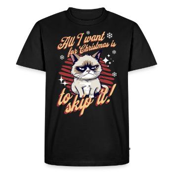 Angry Cat Xmas Sarcastic Funny Cat Meme - Men's Premium Organic T-Shirt - black - Front - Nico (187cm)