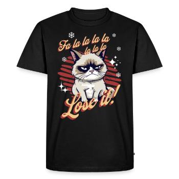 Angry Cat Xmas Sarcastic Funny Cat Meme - Men's Premium Organic T-Shirt - black - Front - Nico (187cm)