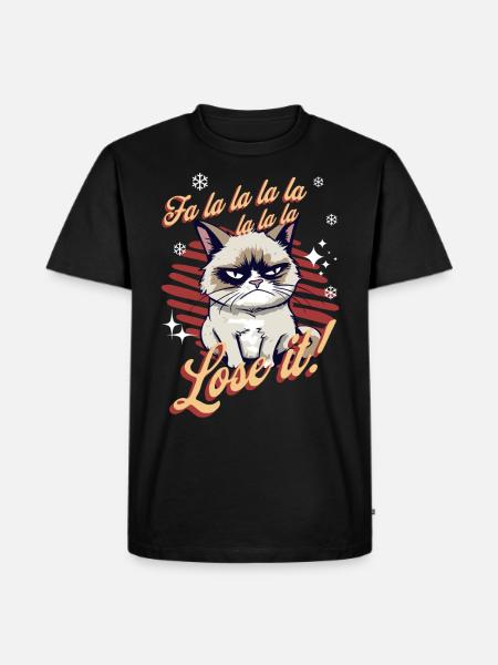 Angry Cat Xmas Sarcastic Funny Cat Meme - Men's Premium Organic T-Shirt - black