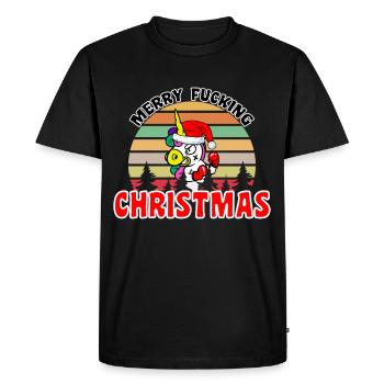 Joyeux De Noël Licorne Drôle - T-shirt Premium bio Homme - noir - Devant - Nico (187cm)