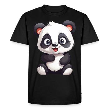 Panda Bear Cute Cute Fluffy I Love Pandas - Men's Premium Organic T-Shirt - black - Front - Nico (187cm)