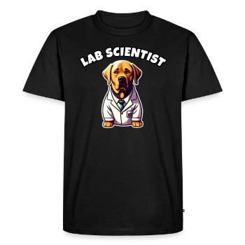 Scientifique De Laboratoire Drôle Labrador Jeu De Mots Science Chien - T-shirt Premium bio Homme - noir - Devant - Nico (187cm)