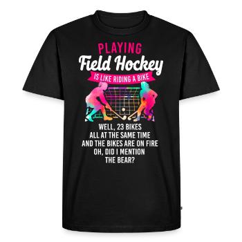Field Hockey Playing Field Hockey - Men's Premium Organic T-Shirt - black - Front - Nico (187cm)