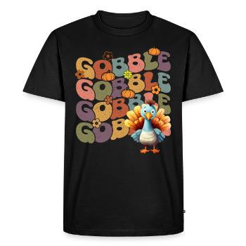 Happy Thanksgiving: Gobble Gobble Happy Turkey Day - T-shirt Premium bio Homme - noir - Devant - Nico (187cm)
