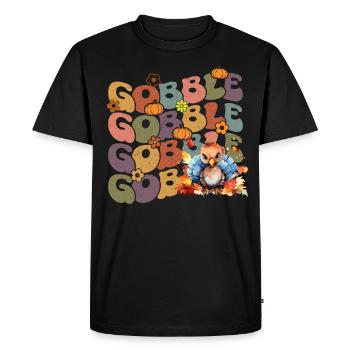 Happy Thanksgiving: Gobble Gobble Happy Turkey Day - T-shirt Premium bio Homme - noir - Devant - Nico (187cm)