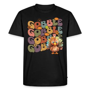 Happy Thanksgiving: Gobble Gobble Happy Turkey Day - T-shirt Premium bio Homme - noir - Devant - Nico (187cm)