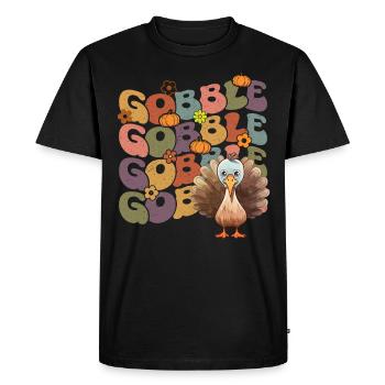 Happy Thanksgiving: Gobble Gobble Happy Turkey Day - T-shirt Premium bio Homme - noir - Devant - Nico (187cm)