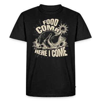 Coma alimentaire me voici : les enfants drôles pour Thanksgiving - T-shirt Premium bio Homme - noir - Devant - Nico (187cm)