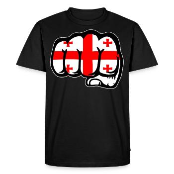 Poing drapeau de Géorgie - T-shirt Premium bio Homme - noir - Devant - Nico (187cm)