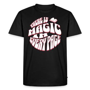 De la magie à chaque page - Livres Lecture Professeur d’anglais - T-shirt Premium bio Homme - noir - Devant - Nico (187cm)