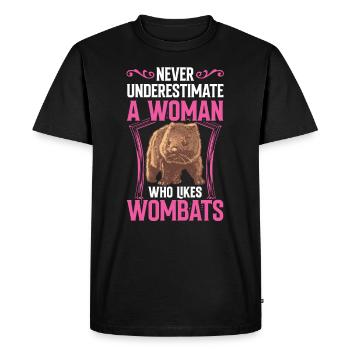 Woman Loving Wombat Australia Marsupial - Men's Premium Organic T-Shirt - black - Front - Nico (187cm)