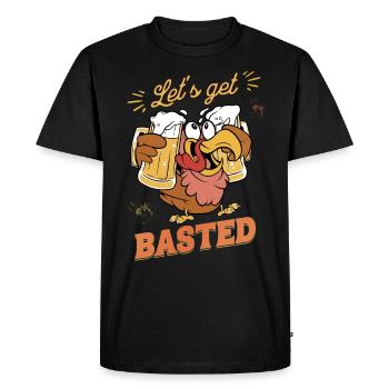 Let's Get Basted Funny Turkey Family Matching Tee - Men's Premium Organic T-Shirt - black - Front - Nico (187cm)