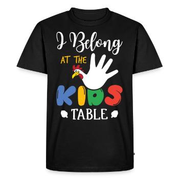 J’appartiens à la table des enfants - Drôle de dinde - T-shirt Premium bio Homme - noir - Devant - Nico (187cm)
