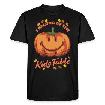 I Belong At The Kids Table - Pumpkin Thanksgiving - Men's Premium Organic T-Shirt - black - Front - Nico (187cm)