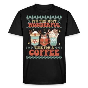 C’est l’heure d’un café - Noël moche pour les fêtes du Père Noël - T-shirt Premium bio Homme - noir - Devant - Nico (187cm)