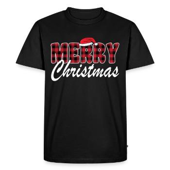 Joyeux Noël Buffalo Plaid rouge Noël - T-shirt Premium bio Homme - noir - Devant - Nico (187cm)