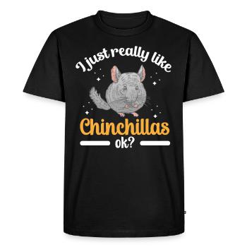J’aime chinchillas, rongeur, souris laineuse - T-shirt Premium bio Homme - noir - Devant - Nico (187cm)