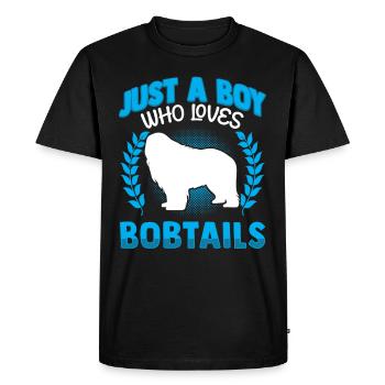 Garçon qui aime Bobtail vieux berger anglais - T-shirt Premium bio Homme - noir - Devant - Nico (187cm)