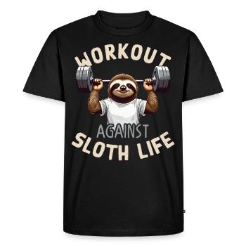 Funny Sloth Workout Gym Saying Design - Men's Premium Organic T-Shirt - black - Front - Nico (187cm)
