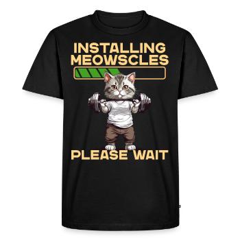 Meowscles Funny Cat Bodybuilder Workout - Men's Premium Organic T-Shirt - black - Front - Nico (187cm)