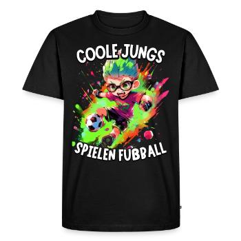 Coole Jungs spielen Fußball für Jungen Fußballer - Männer Premium Bio T-Shirt - Schwarz - Vorne - Nico (187cm)