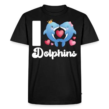 Coeur de dauphin J’aime les dauphins - T-shirt Premium bio Homme - noir - Devant - Nico (187cm)