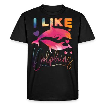 Aquarelle de dauphin j’aime les dauphins - T-shirt Premium bio Homme - noir - Devant - Nico (187cm)