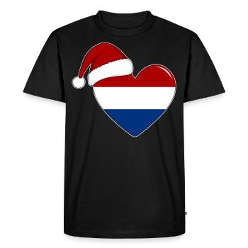 Drapeau de Hollande coeur de Noël - T-shirt Premium bio Homme - noir - Devant - Nico (187cm)