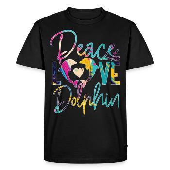 Dauphin Paix Amour Dauphin - T-shirt Premium bio Homme - noir - Devant - Nico (187cm)