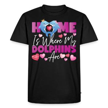 Dolphin Home est l’endroit où mes dauphins - T-shirt Premium bio Homme - noir - Devant - Nico (187cm)