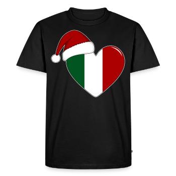 Italy flag Christmas heart - Men's Premium Organic T-Shirt - black - Front - Nico (187cm)