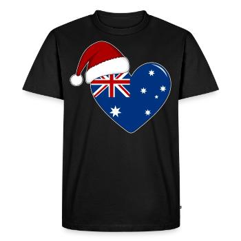 Drapeau Australie coeur de Noël - T-shirt Premium bio Homme - noir - Devant - Nico (187cm)