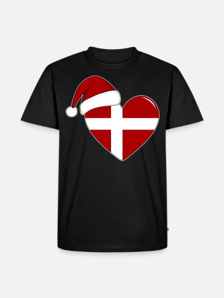 Denmark flag Christmas heart - Men's Premium Organic T-Shirt - black