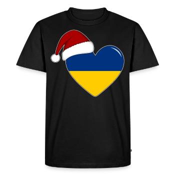 Ukraine Flag Christmas Heart - Men's Premium Organic T-Shirt - black - Front - Nico (187cm)